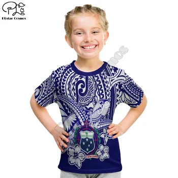 Samoa, na Polinésia T-Shirt Criança Samoan Entes Tartarugas Roupas de Verão de Manga Curta em 3D Impresso T-Shirt Meninos Tops Menina Tees