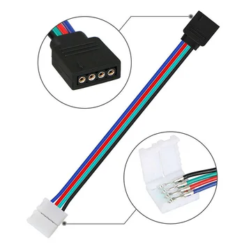 15cm 5050 RGB 4 Pinos LED Light Strip Conectores de Strip Para o Adaptador de Alimentação com 4 Condutores 10mm de Largura Conector de 1pcs
