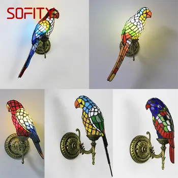 COELHO Tiffany Papagaio Lâmpada de Parede LED Design Criativo Cama Sutia Pássaro de Luz Sala, Quarto, Corredor Decoração