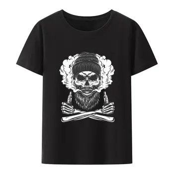 Clássico Do Crânio Lenhador Modal T-Shirt Roupas Masculinas Padrão Respirável Camiseta Hombre De Lazer Confortável Humor Camisa