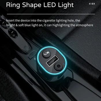 Carro de Bluetooth 5.0 Transmissor FM sem Fio de mãos-livres Receptor de Áudio Leitor de Música MP3 USB Carregador Rápido de Automóvel Acessórios Kit para Viatura